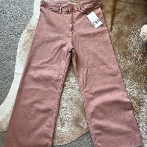 Pink high waisted wide leg jeans